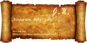 Jovanov Máté névjegykártya